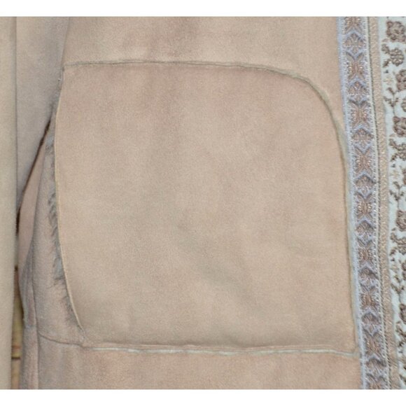 Coldwater Creek Faux Suede Faux Fur Lined Jacket Winter Coat M Toggle Buttons - Picture 4 of 10